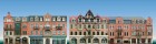 42501 Auhagen Low relief background buildings. Set of 5 house facades (paper model)